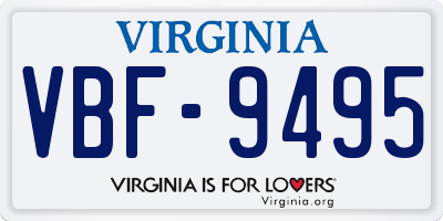 VA license plate VBF9495