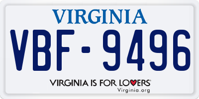 VA license plate VBF9496