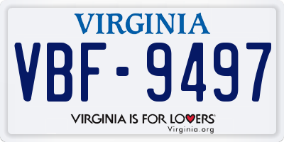 VA license plate VBF9497
