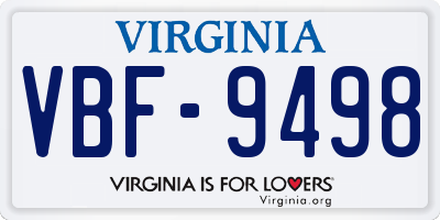 VA license plate VBF9498