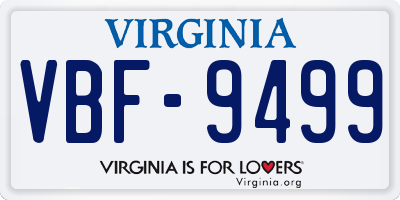 VA license plate VBF9499