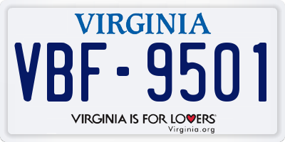 VA license plate VBF9501