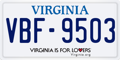 VA license plate VBF9503