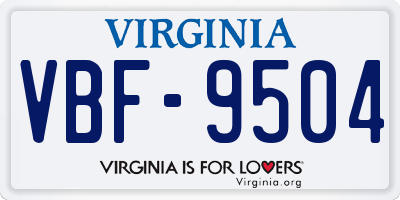 VA license plate VBF9504