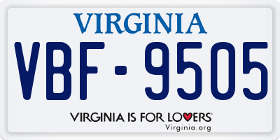 VA license plate VBF9505