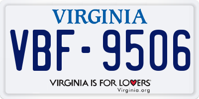 VA license plate VBF9506