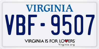 VA license plate VBF9507