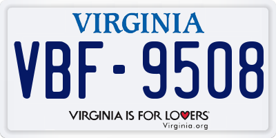 VA license plate VBF9508