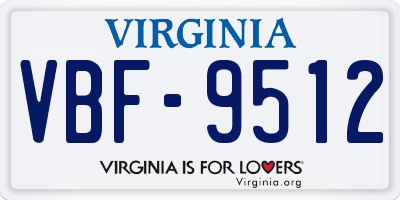 VA license plate VBF9512