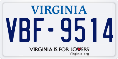 VA license plate VBF9514