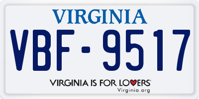 VA license plate VBF9517