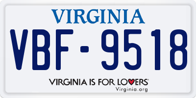 VA license plate VBF9518