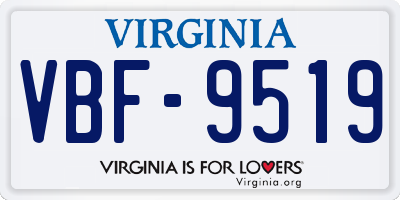 VA license plate VBF9519
