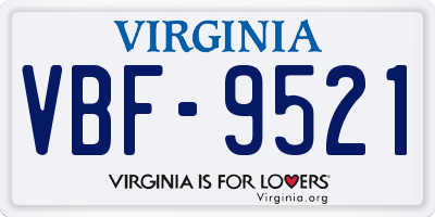 VA license plate VBF9521