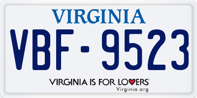 VA license plate VBF9523