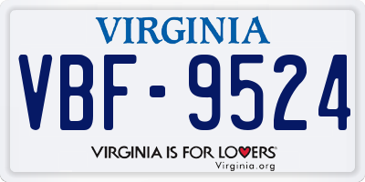 VA license plate VBF9524