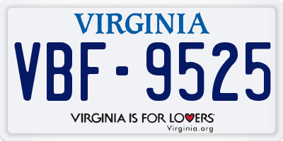 VA license plate VBF9525