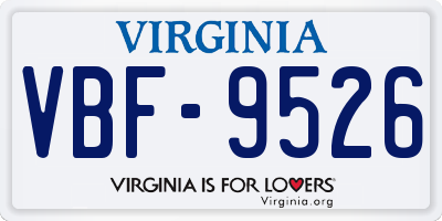 VA license plate VBF9526