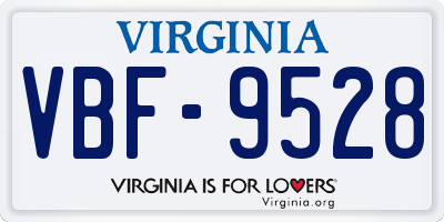 VA license plate VBF9528