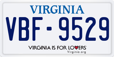 VA license plate VBF9529