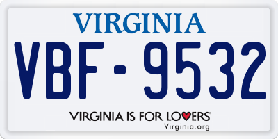 VA license plate VBF9532