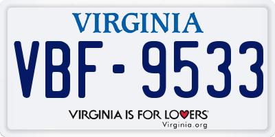 VA license plate VBF9533