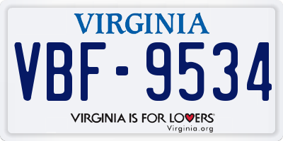 VA license plate VBF9534