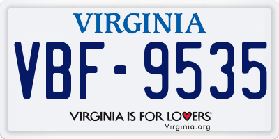 VA license plate VBF9535