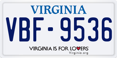 VA license plate VBF9536