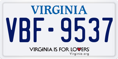 VA license plate VBF9537