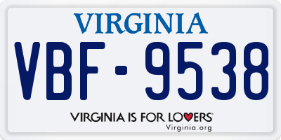 VA license plate VBF9538