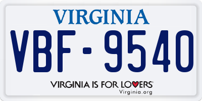 VA license plate VBF9540