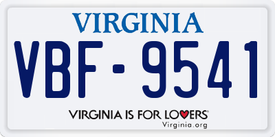 VA license plate VBF9541