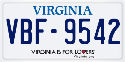VA license plate VBF9542