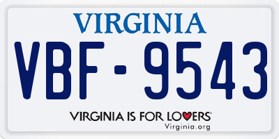 VA license plate VBF9543