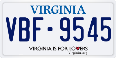 VA license plate VBF9545