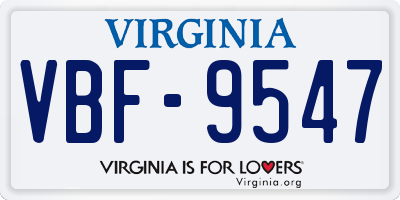 VA license plate VBF9547