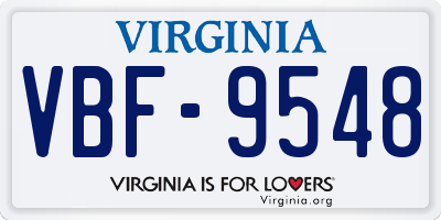VA license plate VBF9548