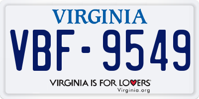 VA license plate VBF9549