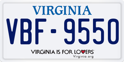 VA license plate VBF9550