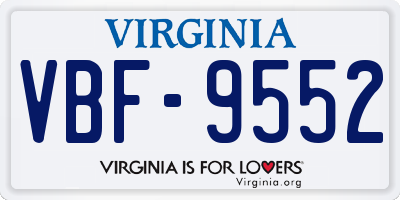 VA license plate VBF9552