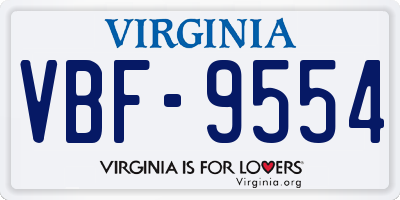 VA license plate VBF9554