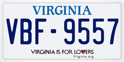 VA license plate VBF9557