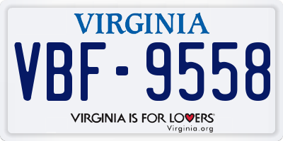 VA license plate VBF9558