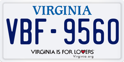 VA license plate VBF9560