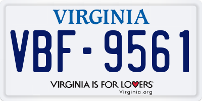 VA license plate VBF9561