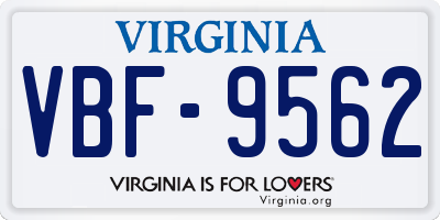 VA license plate VBF9562