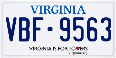 VA license plate VBF9563