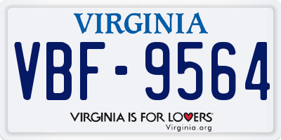 VA license plate VBF9564