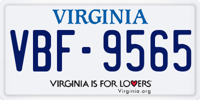 VA license plate VBF9565